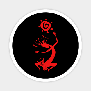 Kokopelli Sun Drummer Red Magnet